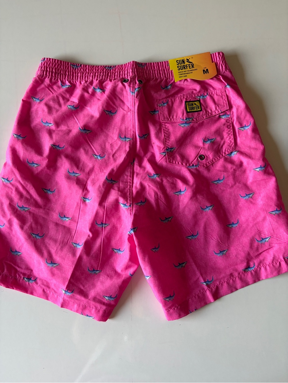 New sun surfer pink shark board swim shorts men’s medium mesh line quick dry - Picture 4 of 6
